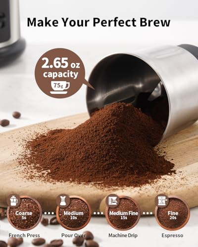Image of SHARDOR One Touch Coffee Grinder Electric, Spice, Herb, For Coffee Bean Spices and Seeds with 1 Removable Stainless Steel Bowl, Dry Grinder, Silver
