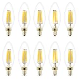 Dimmable LED Blunt Tip Candelabra Bulb, 4 Watt 400 Lumen, E12 Base 2700K, 40W Equivalent, Vintage De