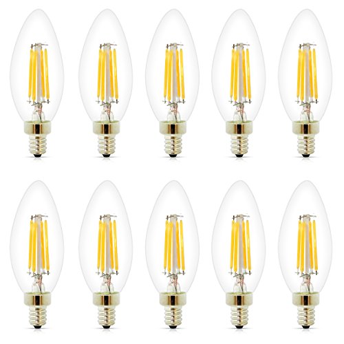 Dimmable Led Blunt Tip Candelabra Bulb, 4 Watt 400 Lumen, E12 Base 2700K, 40W Equivalent, Vintage Decorative Candle Light Bulb Indoor Or Outdoor, For Kitchen, Bedroom, Living Room, 10 Pack #TOP2