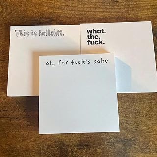 Funny Sticky Note, What The Fuck Sticky Notepad, Snarky Novelty Office Supplies, White Elephant Gift, Funny Rude Office Desk Accessory Gifts for Friends, Co-Workers, Boss (A Set of 3)
