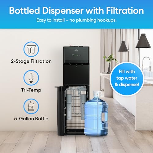 Image of Brio 520 Series No Line Bottom-Loading Water Cooler with Built-in 2 Stage Water Filter Black