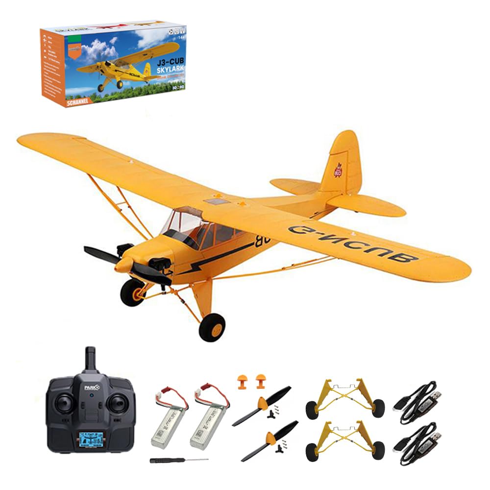 Park10 Toys RC Plane 5CH J3-CUB Remote Control Airplane for Adults 1406 Brushless Motor Outdoor 3D6G Fixed Wing Stunt RC Aircraft with Replaceable