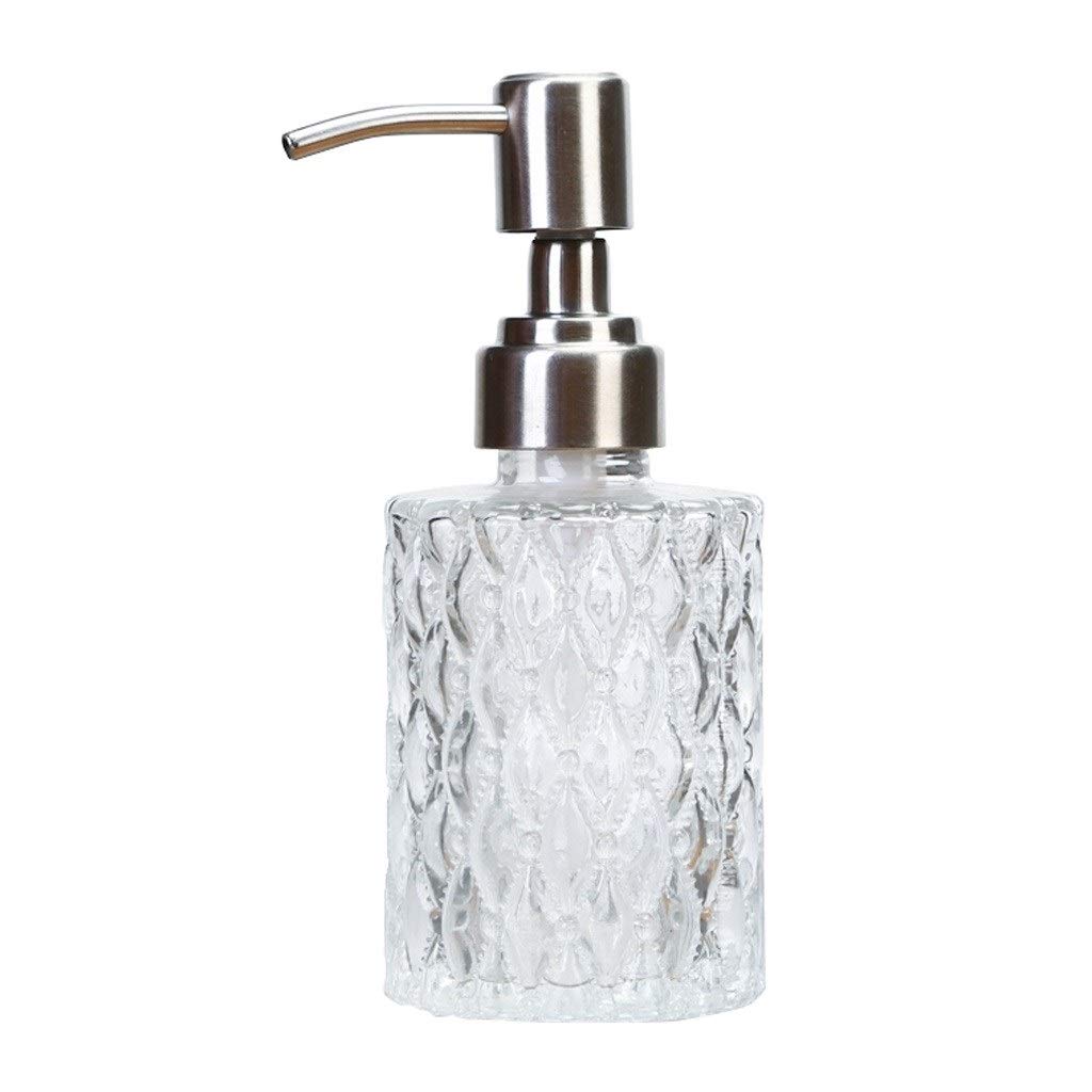 Dispenser per sapone liquido 5.4 Oz di vetro libera dispenser di sapone riutilizzabile, bottiglia di shampoo lozione con acciaio inossidabile Pompa, ideale for il bagno controsoffitto, cucina, lavande