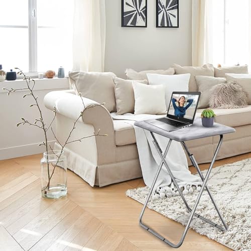 Image of Garden 4 You TV Tray Table, Folding Dinner Tray With No Assembly Required, Sturdy Foldable Snack Eating Table for Living Room, 2PCS (White Marble)