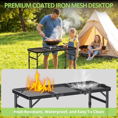 Mesa Plegable para Parrilla TAYOMC, Mesa Resistente al Calor con 3 Alturas Ajustables 27.5" miniatura 4