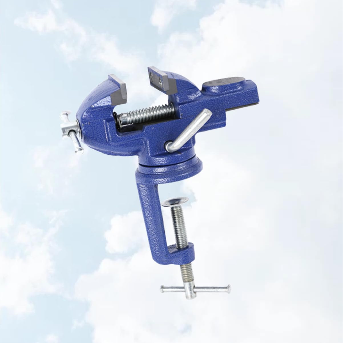 Morsetto da Banco Mini 50mm Blu, Tavola Piana 360° | Ferro, Leggero e Portatile, per Gioielli e Legno, Adatto a Modellismo e Hobbisti