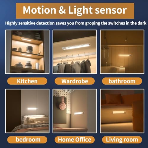 under cabinet lights76 led operated motion sensor light indoor1500mah usb rechargeable closet lights 2 pack magnetic dimmable closet lightswireless under counter lights for kitchen stairs