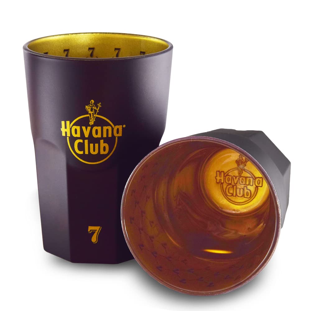 2 Stück Originale Havana Club Longdrink Gläser (7) Jahre Rum Limited Edition- 0,34l - Schwarz Gold
