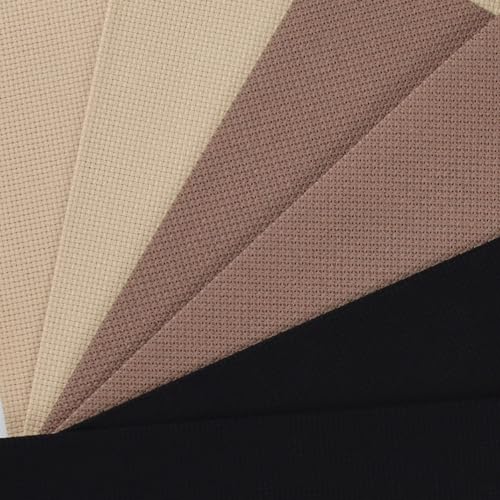 Image of KCS 6 pc of 12 inch x 18 inch (30cmx45cm) 14CT Counted Cotton Aida Cloth Cross Stitch Fabric (Khaki+Brown+Black)