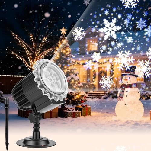 LustLocke Proiettore Fiocchi di Neve Esterno 3D, Proiettore Natale Esterno 9W Luminoso, Impermeabile IP44, Proiettori Natalizi per Decorazione Natale, Interno, Feste