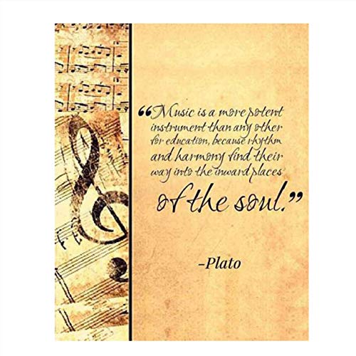 Plato Quotes Wall Art-"Music Finds Its Way Into Our Soul"- 8 x 10 Art Wall Print- Ready to Frame. Modern Home DÃ©cor, Studio & Office DÃ©cor. Makes a Perfect Gift for Music Inspiration & Philosophy.