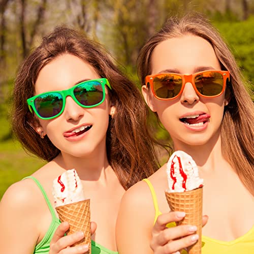 Pibupibu 10/20 Pack Neon Sunglasses for Women Men Bulk, Wholesale 80s Retro Colorful Mirrored Party Glasses Adult Unisex4