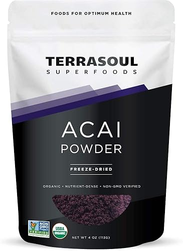 Terrasoul Superfoods polvo de bayas de acai orgánicas 4 onzas congelado antioxidantes grasas omega Terrasoul Superfoods polvo de bayas de acai orgánicas 4 onzas congelado antioxidantes grasas omega