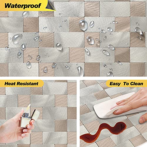 Yipscazo Peel And Stick Backsplash Tile, Stick On Stainless Steel Backsplash Metal Tiles For Kitchen Walls In Mix Gold (12''X12'',5 Sheets) #TOP4