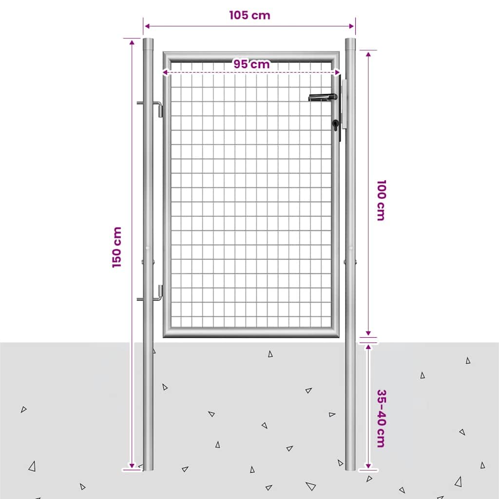 Brama ogrodowa ocynkowana stal 100 x 100 cm srebrna