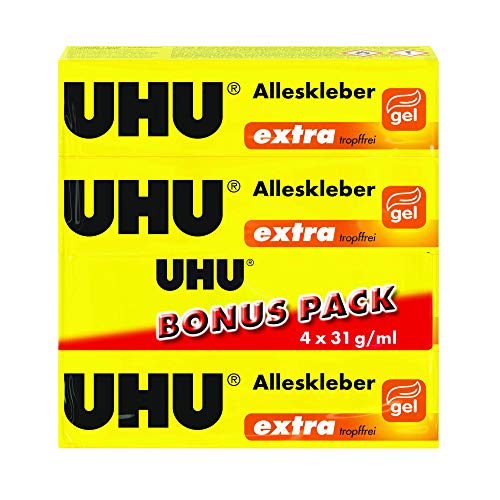 UHU Alleskleber Tube, Der Bewährte Universalkleber für nahezu alle Klebefälle im Haushalt, Bonuspack 4 x 31g