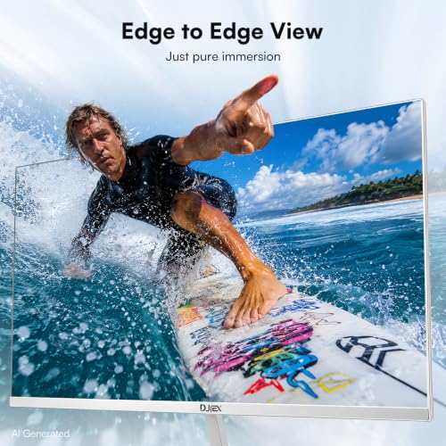 Image of 24 Inch White Computer Monitor, FHD 1080P Business Monitor 100Hz, Frameless PC Monitor, Built-in Speaker, 98% sRGB, Low Blue Light Eye Care, 4000:1 Contrast Ratio, HDMI & DP, VESA Mountable