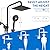 Ryamen Dual Shower Head Combo, Black 8'' High Pressure Rain/Rainfall Shower Head,5 Settings Adjustable Handheld Showers,with 15" Height Adjustable Slide Bar,Holder/59’‘ Hose