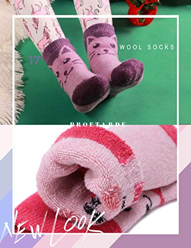 Image of ProEtrade Wool Socks for Kids Toddlers Boys Girls Thick Warm Winter Hiking Heavy Thermal Cozy Crew Boot Gift Socks 6 Pack