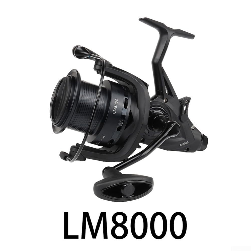 Honseadek Carrete de pesca de carpa con rodamientos de bolas 7+1 y para copa de línea mecanizada CNC, relación de engranaje 4.9:1 de alta velocidad, carrete LM-8000/8000S, aleación (8000)