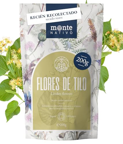 Te de Flores de Tilo Monte Nativo (200g) - Flor de tilo infusion - Infusiones de hierbas – Té de hierbas - Cuidadosamente cortado y secado – 100% puro y natural