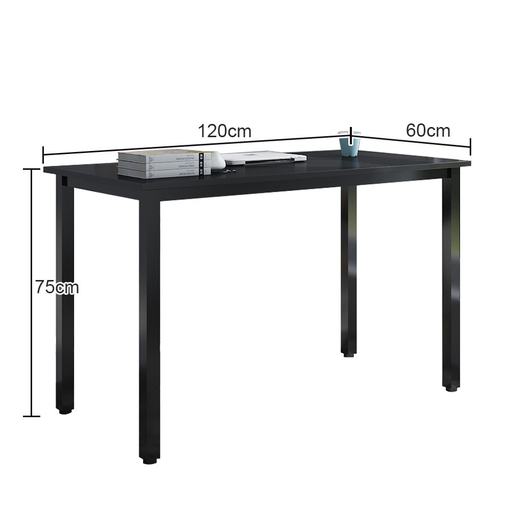 sogesfurniture Scrivanie 120x60cm Tavolo per Computer Ufficio Postazioni di Lavoro Scrivania PC Tavolo da Pranzo Moderno in Acciaio Legno, Nero AC3B-120-SF