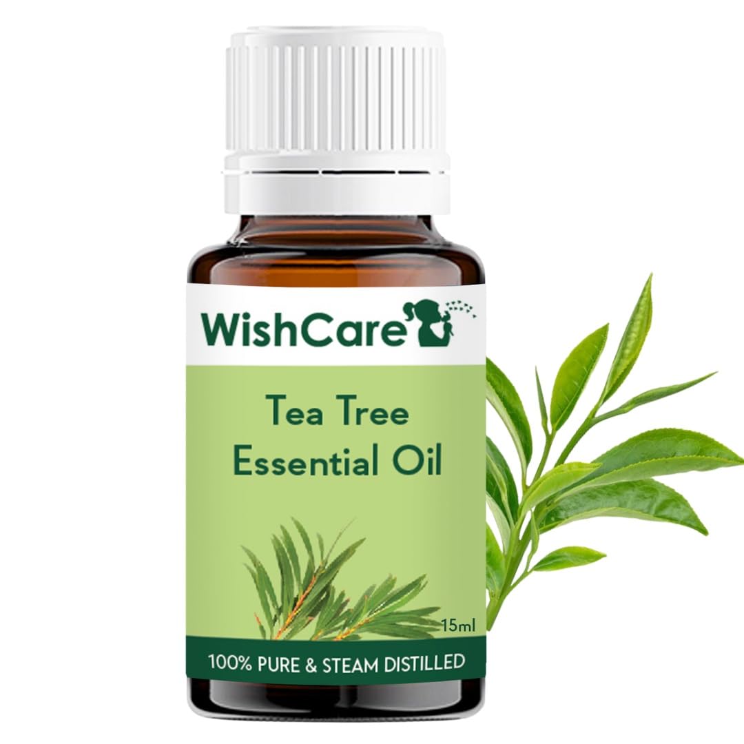 WishCareTea Tree Essential Oil 15 ML - 100% Pure, Undiluted & Natural - For Skin, Hair and Acne Care