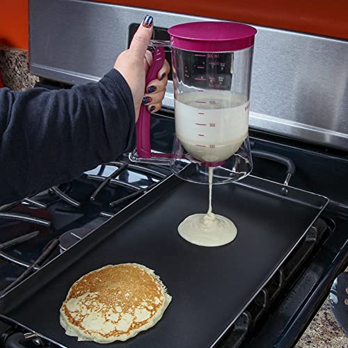 Tissting Pancake Batter Dispenser 900ml 4 Cup Plastic Cookie Cake Waffles Batter Dispenser with Squeeze Handle and Measuring Label - Image 4