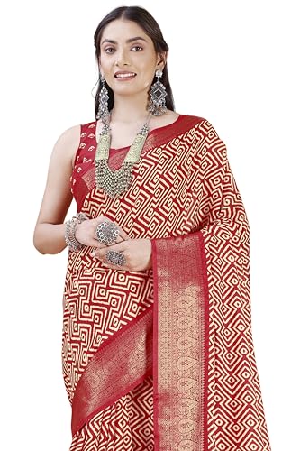 Image of MIRCHI FASHION Women's Cotton Blend Bagru Batik Blocks Printed Saree with Blouse Piece