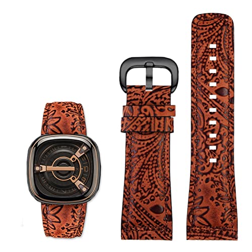 Bracelet montre Seven Friday cuir marron noir pour look vintage
