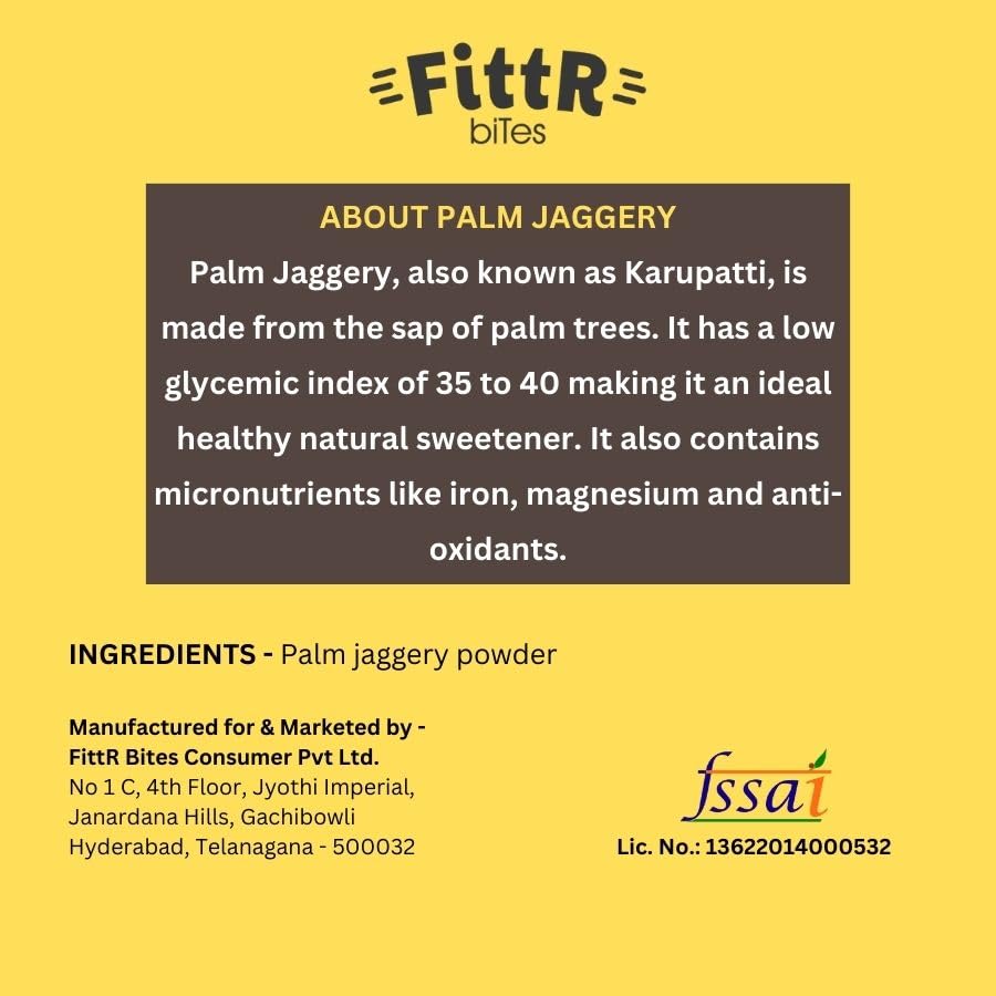 Image of FittR Bites Natural Palm Jaggery, 100% Pure Natural Sweetener, Karupatti, No added preservatives, No artificial sweetener 325 gm pack
