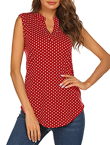 Halife Women's Sleeveless Floral Print V Neck Tunic Tank Tops Blouse Shirts3