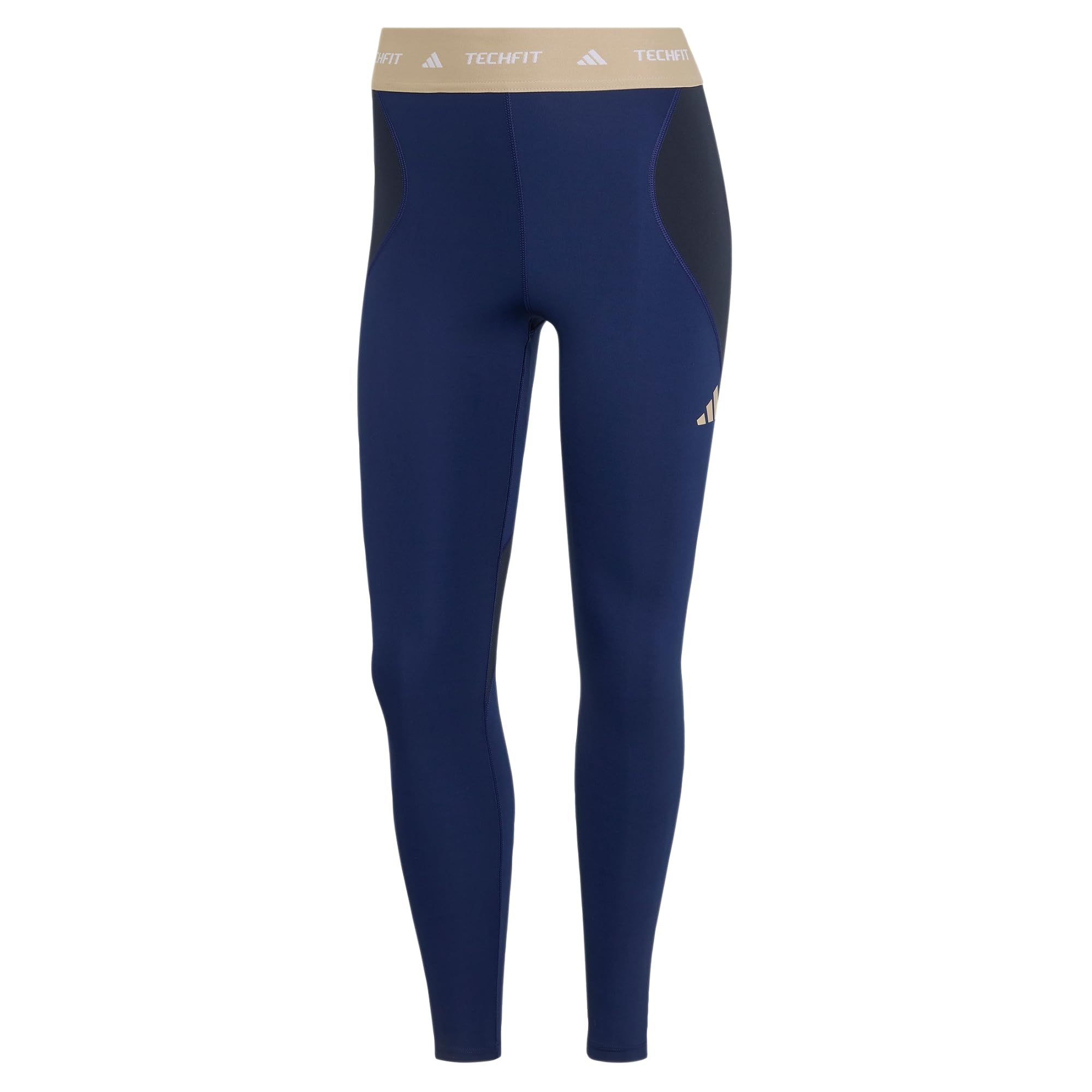 adidas Women's Techfit Workout Color Block 7/8 Leggings Tights, dark blue/legend ink, L
