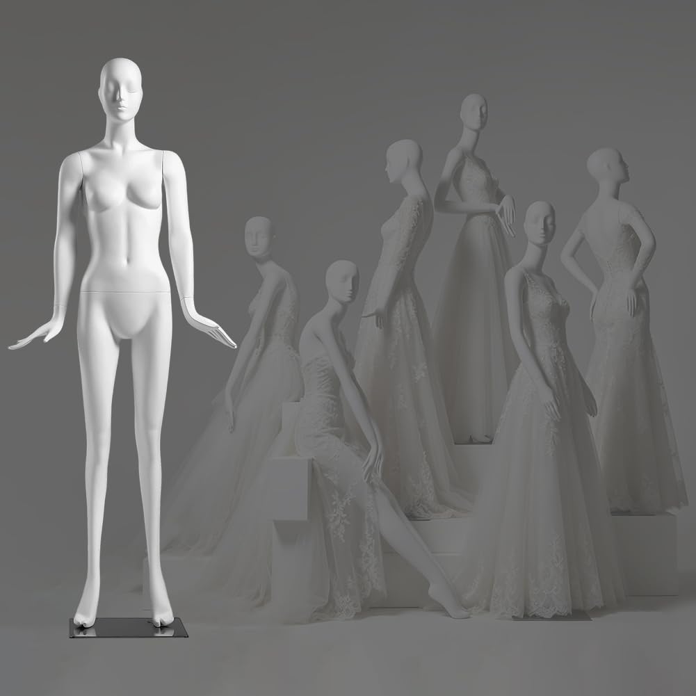 PA-DABAOO Female Mannequin Full Body for Wedding Dress Showcase,Full Body Retail Display Form with Base,Manikin Torso Stand for Clothing Retail Shop & Photography,E