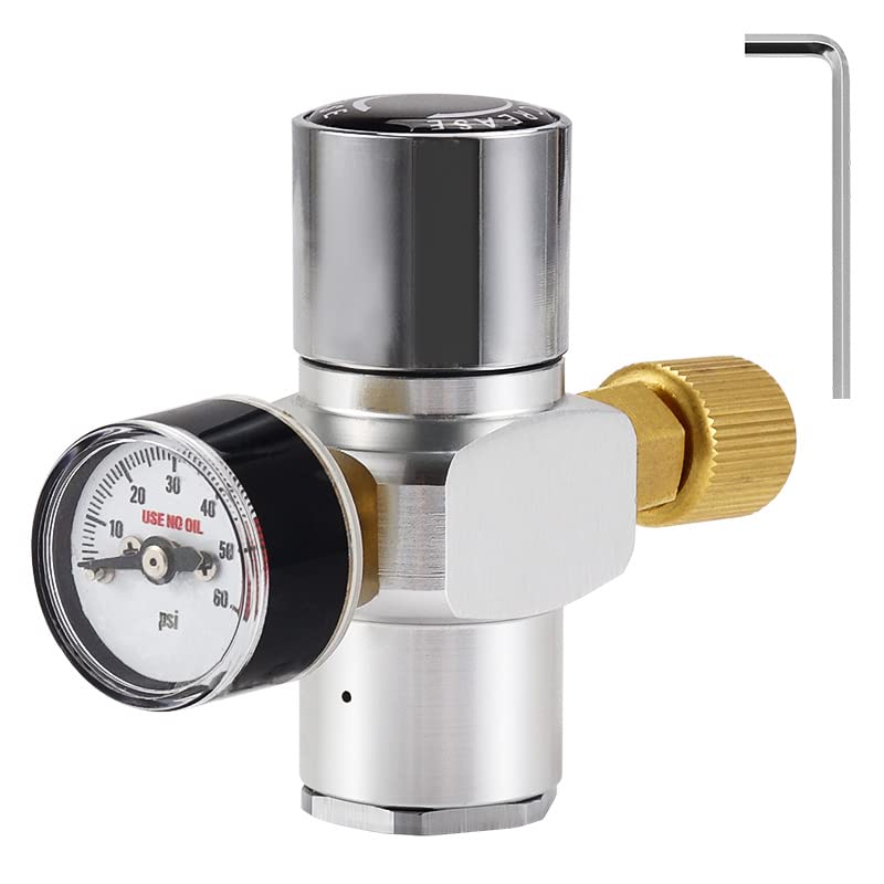 Beer Keg CO2 Charger, 0-6 0PSI Regulador de CO2, Mini dispensador de CO2 portátil con bloqueo de pelota Desconexión rápida for elaboración de cerveza/picnic casero(Charger)