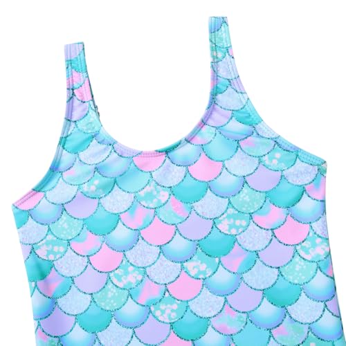 Image of Yousie Girls Swimsuit One Piece Tropical Kids Bathing Suit Swimwear Adjustable Swim Dress 5-9 Years