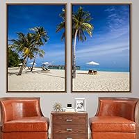 2 Piece Framed Canvas Wall Art Palm Tree Canvas Prints Home Artwork Decoration for Living Room,Bedroom - 16
