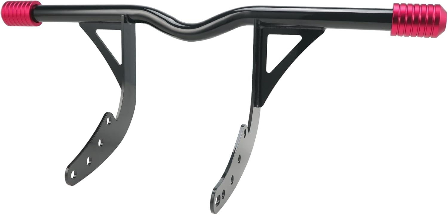 Engine Guard Front Highway Crash Bar with CNC Slider End Caps for Harley M8 Softail 2018-UP Street Bob FXBB FXBBS Low Rider FXLR FXLRS FXLRST Standard FXST (Gloss Black w/Red CNC)