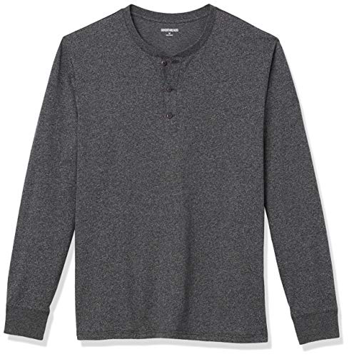 Amazon Brand - Goodthreads Men's Cotton Long-Sleeve Henley, Charcoal Heather, Large