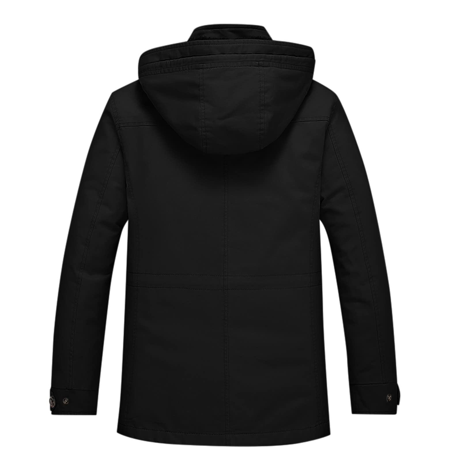Doudoune Homme Noire Avec Capuche - Parka Matelassée Doublée Beuqem Bsic - Veste Chaud Mi-Saison Et Hiver Avec Poches