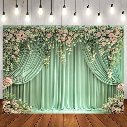 Fondo fotográfico floral verde 10x8 pies miniatura 1