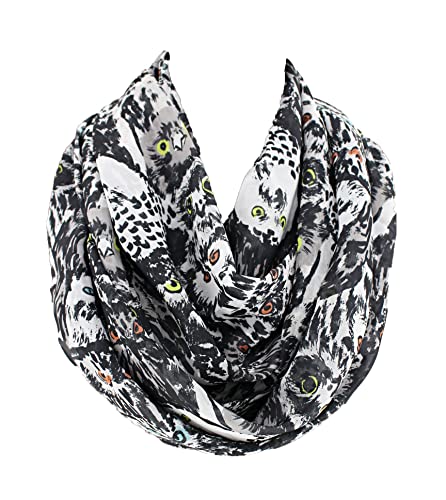 Etwoa's Owl Infinity Scarf Circle Scarf Loop Scarf
