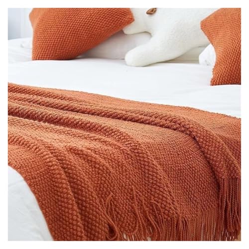 GBYUHAIJUN Bufanda De Cama,Camino de Cama Bandera de Cama Color sólido for Hotel mesita Noche Bufanda for el Final decoración Ocio Manta(Orange Red,130 * 170cm)