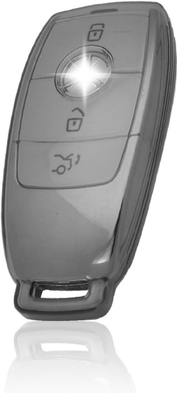 Soft TPU Transparent Cover Compatible with Benz E Series Smart Key (Transparent Black).