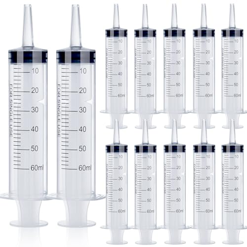 12Pack 60ml Syringe for Liquid - Large Plastic Syringes Without N...