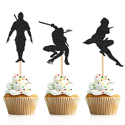 Donoter 48 Pieces Ninja Cupcake Toppers for Kids Ninja Themed Birthday Party Cake Decorations