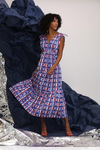 Image of Maggy London Women's Tiered Maxi with Shoulder and Waist Drawstring Details