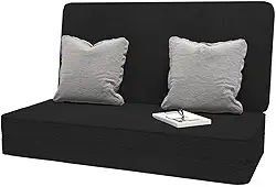 Cama Sofá Dobrável Casal e Solteiro Preto - Modelo Versátil 3 em 1: Sofá, Cama Box e Cadeira Espreguiçadeira, Colchão para Base Cama Box, Sala, Quarto ou Escritório(Solteiro)
