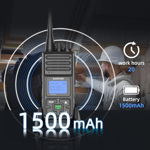 Image of SAMCOM 5 Watt Walkie Talkie Long Range, FPCN30A Two Way Radio Rechargeable with Speaking Mic, 2-Way Radios with Shoulder Mic for Restaurant Hotel Church Sports Events (2 Pcs Radio + Speaker Mic)