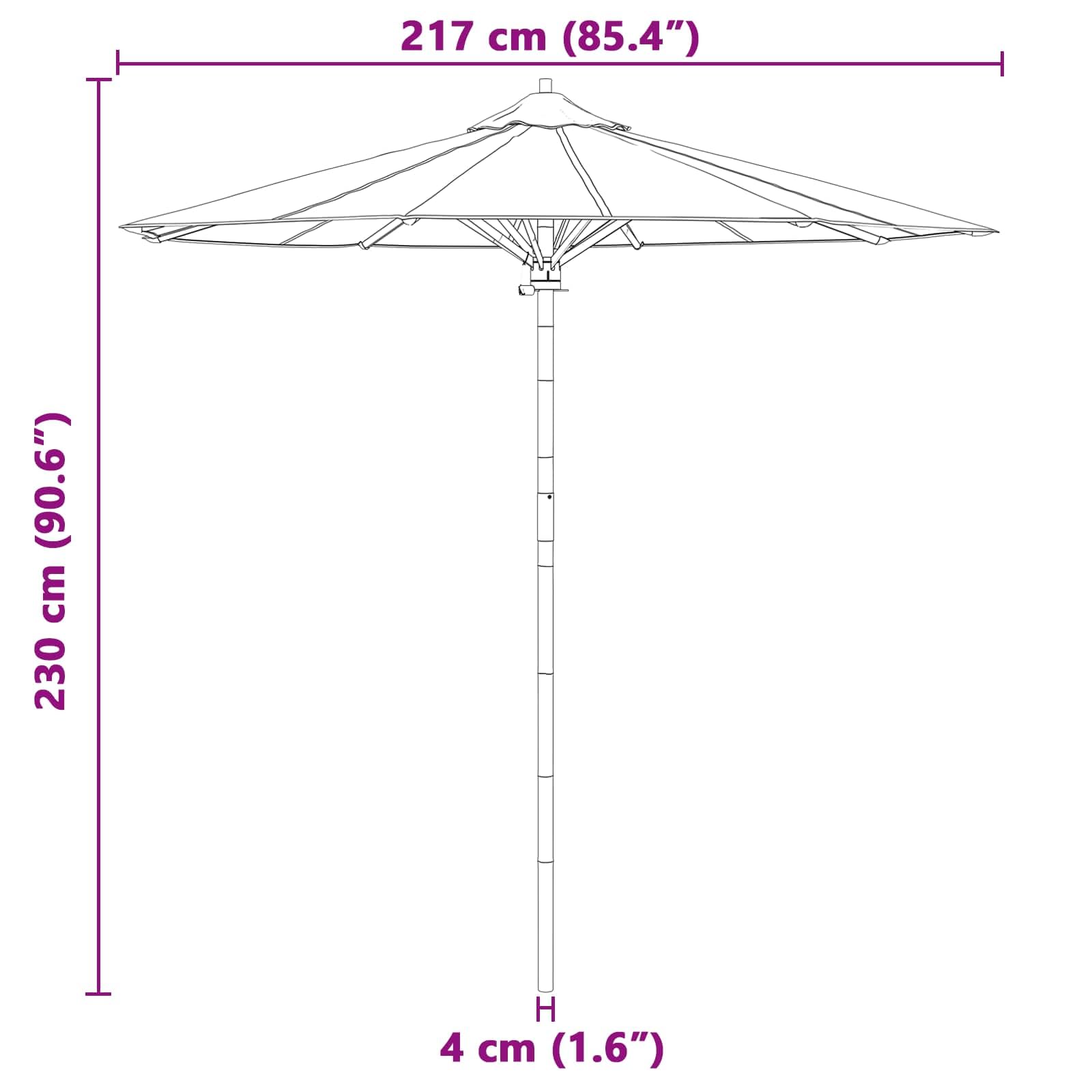 SYDE Ombrellone rotondo color crema, 217 x 230 cm, bambù